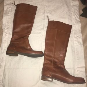 Nine West cognac leather knee length boots sz 8.5